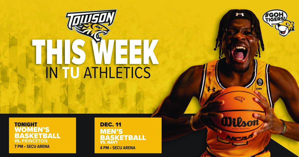 We've got a game tonight and Sunday at SECU Arena, so come out and support @Towson_WBB and @Towson_MBB! #GohTigers | #UnitedWeRoar