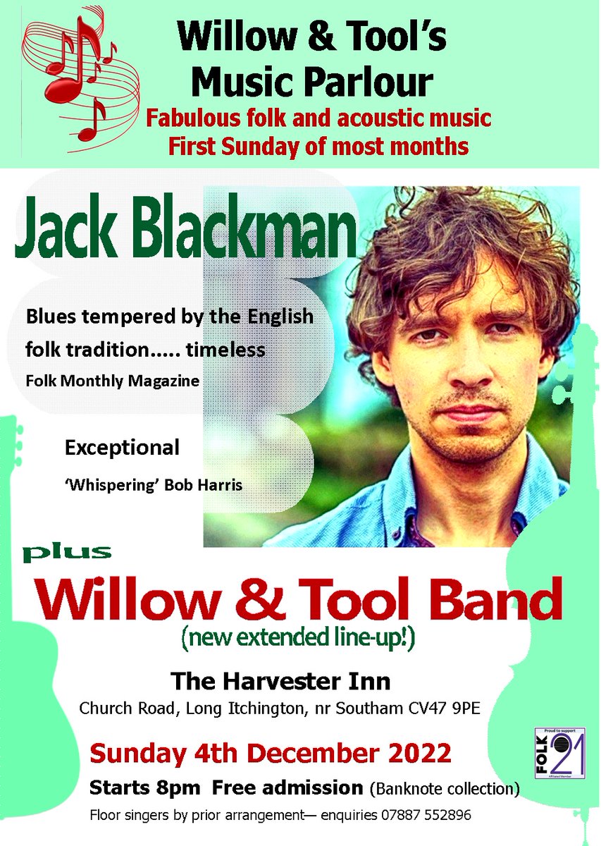 Who needs football when there's great live folk and blues music this Sunday at Willow&amp;Tool's #musicparlour in #LongItchington? Jack Blackman <a href="/jblackmansongs/">Jack Blackman 🎶</a> supported by Mike Cox, Debbie Bee, Abi Rowberry and hosts WTBand. Gonna be a great night!