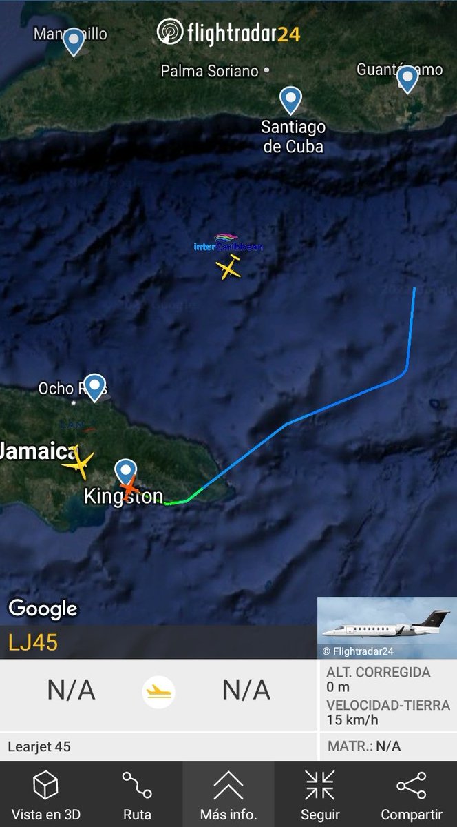 negrin_cuba's tweet photo. Sospechoso , turbio ..
Una aéreonave #LJ45 sin identificación parte presuntamente de #Gitmo USairport y llega a Jamaica poco antes del vuelo programado #JY614 de #InterCaribbean
Hace rato pienso q hay conversaciones #Cuba #USA underground 🤔
@FlconEYES @joankelincuba https://t.co/p0E8O9Q4KA