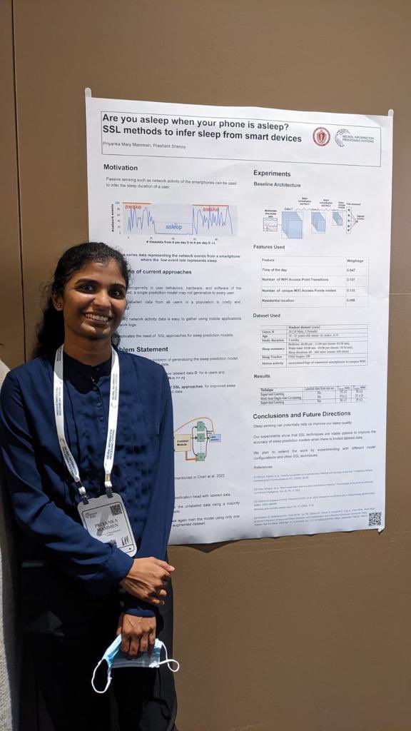 Priyanka Mary Mammen (She/her) (@priyanka_mary) on Twitter photo Here’s our poster about semi supervised learning methods applied to sleep prediction using smart phone activity presented at #timeseries4health #NeurIPS2022 <a href="/UmassOS/">UMass Laboratory for Advanced Systems Software</a> pic courtesy: <a href="/AparnaBee/">Aparna Balagopalan</a> Here’s our poster about semi supervised learning methods applied to sleep prediction using smart phone activity presented at #timeseries4health #NeurIPS2022 <a href="/UmassOS/">UMass Laboratory for Advanced Systems Software</a> pic courtesy: <a href="/AparnaBee/">Aparna Balagopalan</a>
