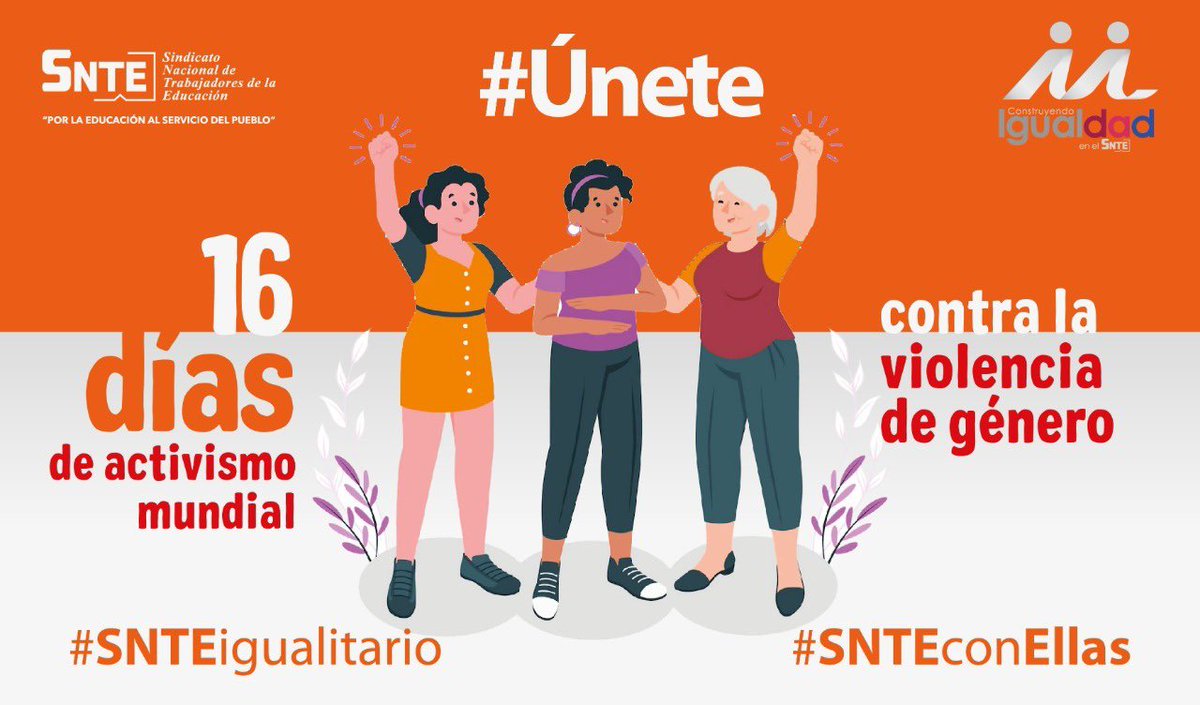 #SNTEconEllas 👧👩‍🦰
#SNTEigualitario 🙋‍♀️🔛🙋‍♂️

Erradiquemos discriminación ✅ y violencia ✅ Con base en <a href="/ONUMujeres/">ONU Mujeres</a> 🇺🇳 se estima que 35% de mujeres en el mundo 🌏 han sufrido maltrato físico✔️ o sexual✔️

#YaEsYa ✋ #Únete 👥👥
#16DíasDeActivismo mundial 🌎
El #SNTE 📚 #PreSNTE ☝️