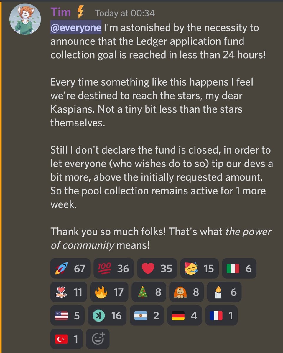 DesheShai's tweet photo. $kas community raised 1MKas to fund the development of @Ledger support within less than 24 hours 💪 https://t.co/l5ewowQbDT