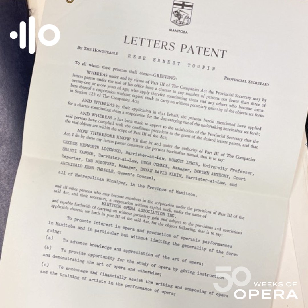 ManitobaOpera's tweet image. On November 26, 1969 is when it all started.  As we celebrate 50 seasons of opera in our community this year, we salute the visionaries whose passion for the art form and determined efforts resulted in the launching of our beloved prairie opera company.      

#50weeksofOpera