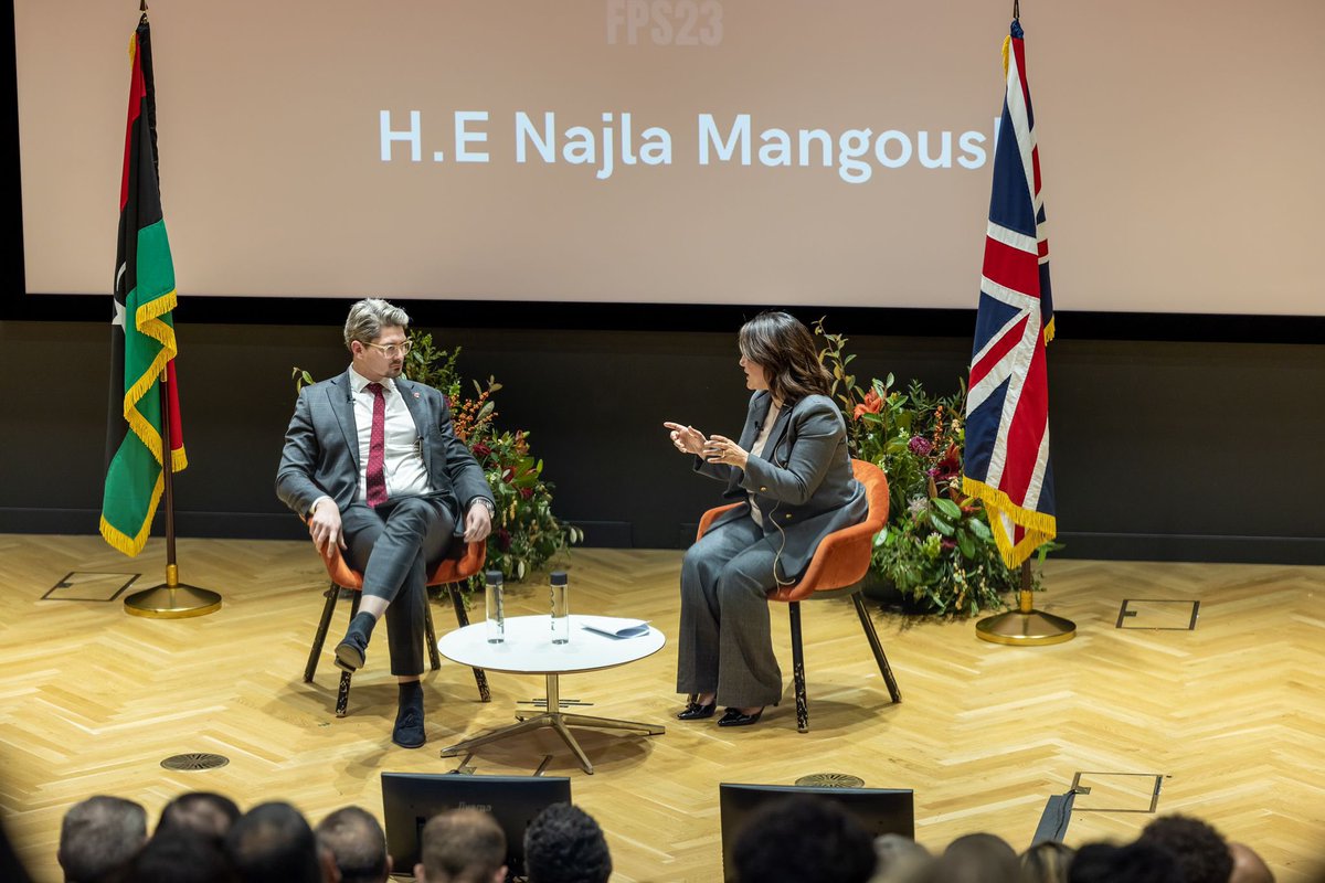 fpskings23's tweet photo. On Wednesday the 30th of November, FPS had the absolute honour of hosting H.E @NajlaElmangoush at @KingsCollegeLon 

We would like to extend a huge thank you to Dr. @andreas_krieg for moderating the event! https://t.co/slfY3aHbPy