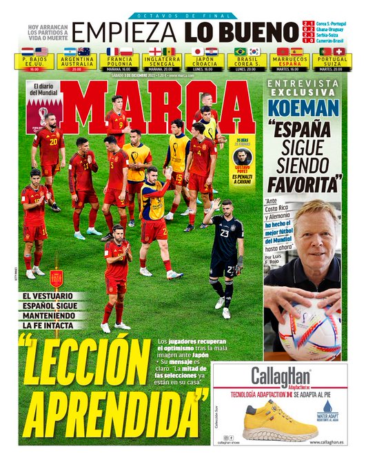 22年12月3日の4大スペインスポーツ紙一面まとめ スペインサッカーに魅せられた男のブログ