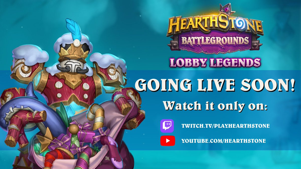 HSesports's tweet photo. Battlegrounds Lobby Legends: Winter Veil begins in a few minutes!

Join us here:
🔴 https://t.co/lhFdVvfJIv
🟣 https://t.co/P41AgIBGcw

If you are watching us on Twitch - don’t forget to check out the “Tavern Buddy” Twitch Extension!

#HSEsports #BGLL https://t.co/7KU0MCGE4u