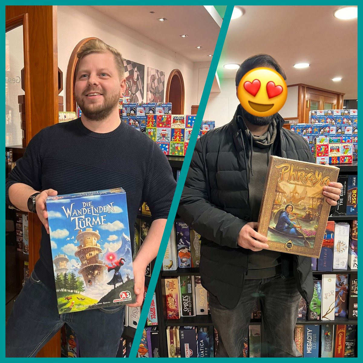 Würfel & Zucker (@wurfelundzucker) on Twitter photo Heute haben wir unser Wuzvenzkalender-Bingo im Keller und oben getrennt gespielt.
Daher gibt es heute auch zwei glückliche Gewinner, die sich über "Phraya" und "Die wandelnden Türme" freuen dürfen.
An dieser Stelle nochmal vielen Dank an @nicegamepub und <a href="/abacusspiele/">ABACUSSPIELE</a>. Heute haben wir unser Wuzvenzkalender-Bingo im Keller und oben getrennt gespielt.
Daher gibt es heute auch zwei glückliche Gewinner, die sich über "Phraya" und "Die wandelnden Türme" freuen dürfen.
An dieser Stelle nochmal vielen Dank an @nicegamepub und <a href="/abacusspiele/">ABACUSSPIELE</a>.
