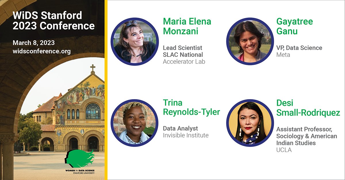 Stanford Data Science (@stanforddata) on Twitter photo Delighted to announce some of the distinguished #WiDS2023 Stanford speakers addressing #darkmatter #datajournalism #datasovereignty, and more. <a href="/me_melzani/">Maria Elena Monzani</a> (<a href="/SLAClab/">SLAC</a>), Gayatree Ganu (<a href="/META/">Meta</a>), Trina Reynolds-Tyler (<a href="/invinst/">Invisible Institute</a>), <a href="/native4data/">Dr. Dr. Desi (she/her)</a>(<a href="/UCLA/">UCLA</a>): widsconference.org/blog_archive/a… Delighted to announce some of the distinguished #WiDS2023 Stanford speakers addressing #darkmatter #datajournalism #datasovereignty, and more. <a href="/me_melzani/">Maria Elena Monzani</a> (<a href="/SLAClab/">SLAC</a>), Gayatree Ganu (<a href="/META/">Meta</a>), Trina Reynolds-Tyler (<a href="/invinst/">Invisible Institute</a>), <a href="/native4data/">Dr. Dr. Desi (she/her)</a>(<a href="/UCLA/">UCLA</a>): widsconference.org/blog_archive/a…