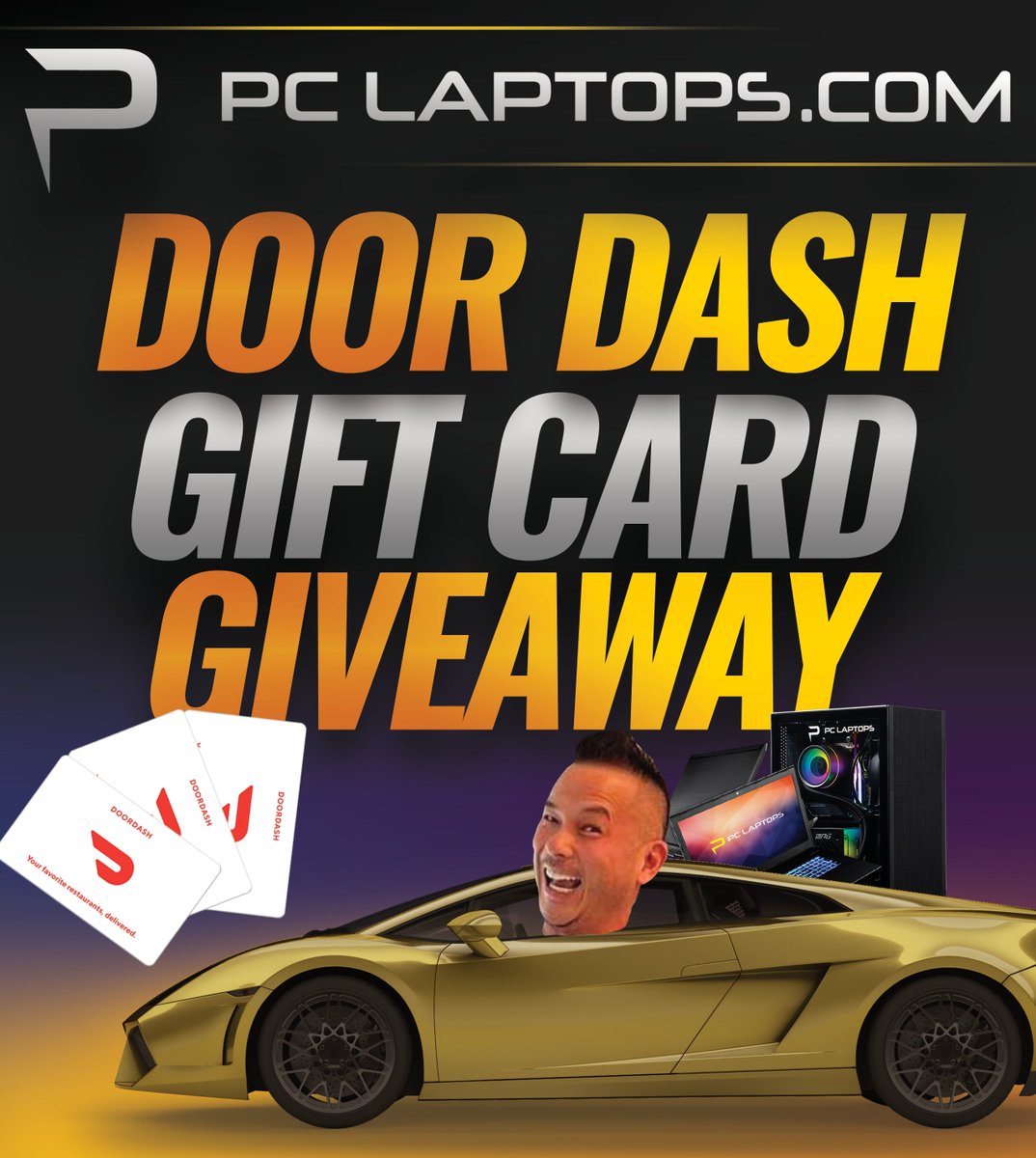 PCLaptops's tweet photo. ENJOY DINNER ON US!

We are giving away 3 $50 Door Dash Gift Cards to 3 Lucky winners! 

All you have to do is...
- Like this post
- Comment your favorite food
- Retweet this post

We will pick a random winner Monday, December 5th

Good luck! https://t.co/tkMwKZ86VJ
