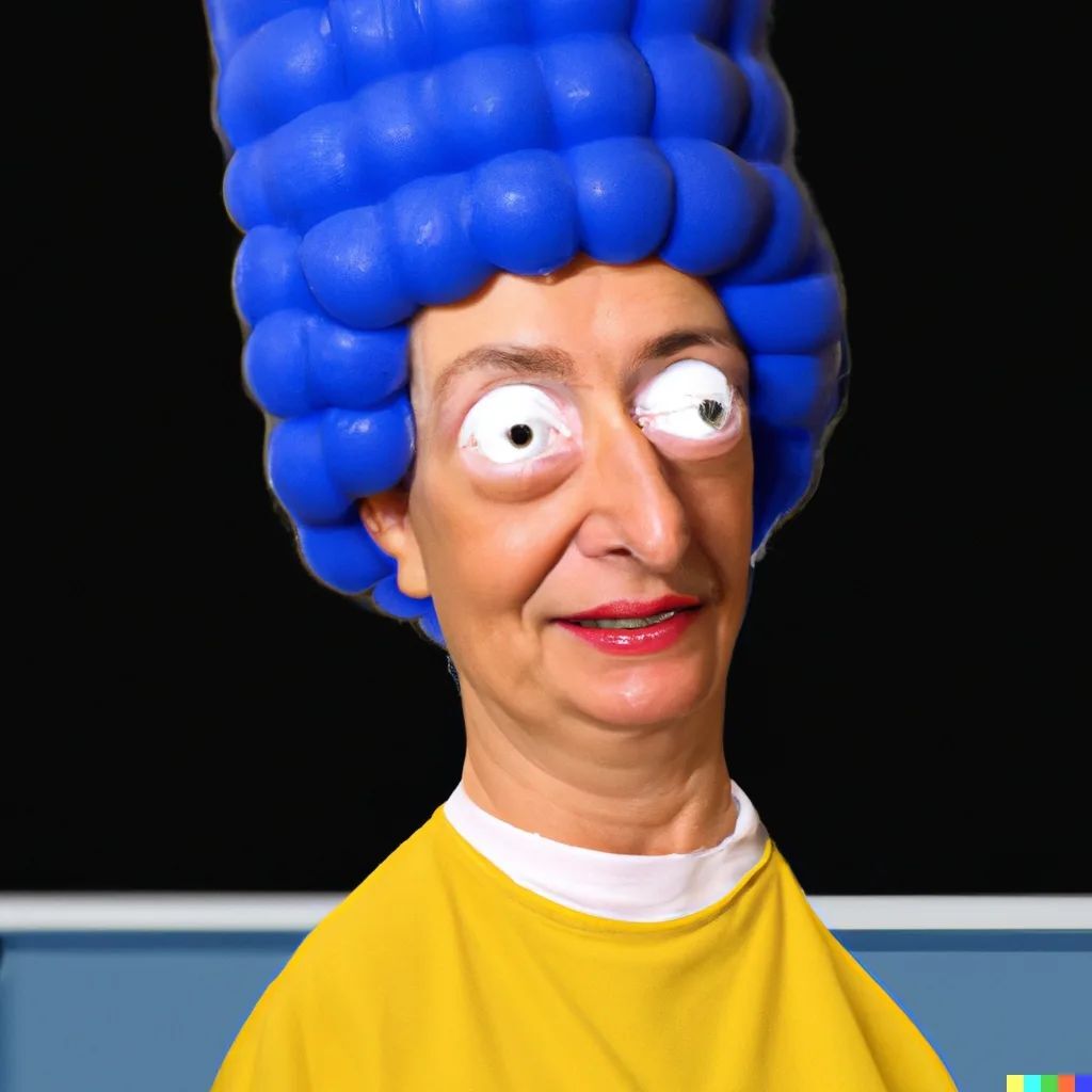 DaveRage's tweet photo. https://t.co/BPLLdl40ER Holy shit balls this is terrifying #dalle 
"Photo realistic Marge Simpson as a real human "
#aiart #art
#frominsta https://t.co/tR036ZtGBT