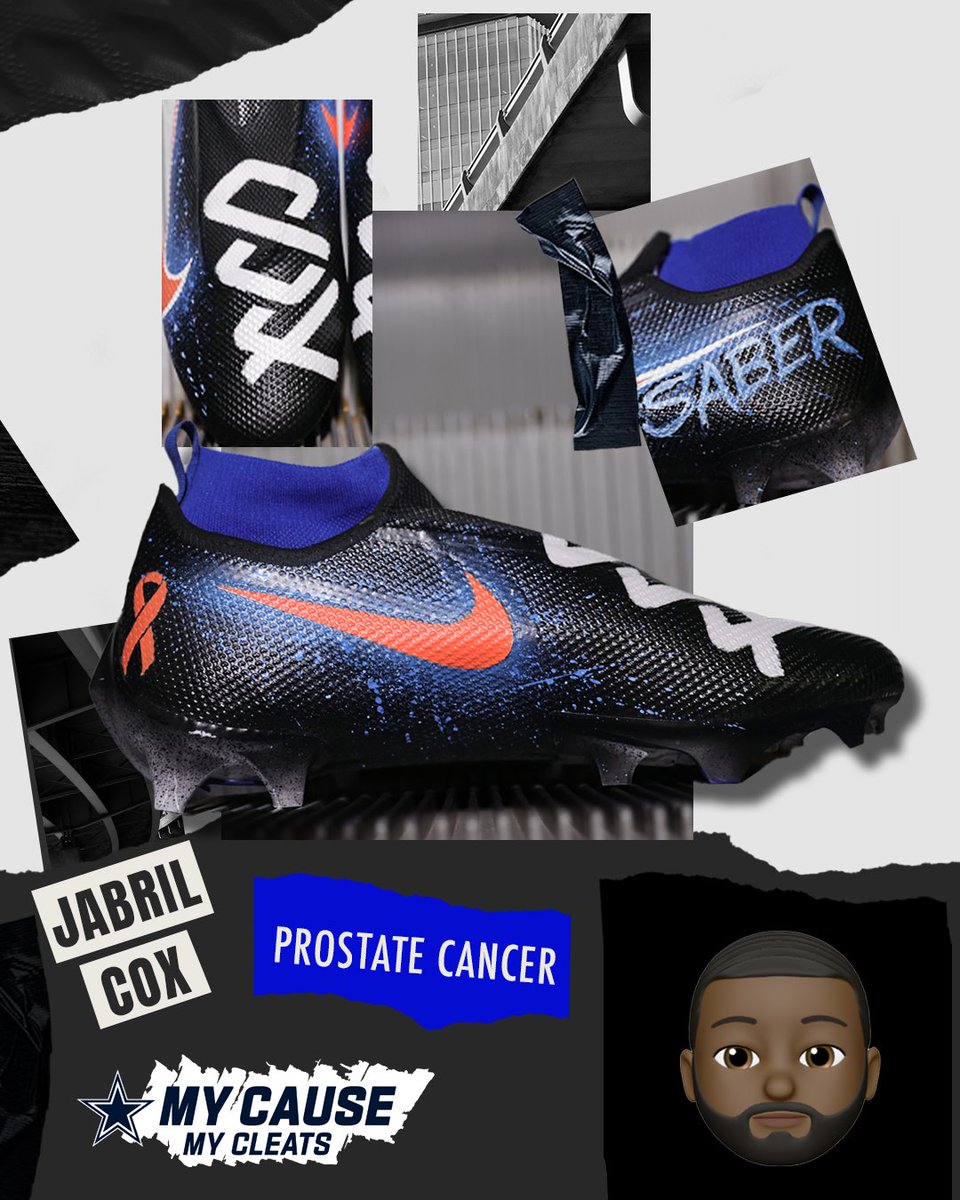 Dallas Cowboys (@dallascowboys) on Twitter photo #MyCauseMyCleats 2022: LB <a href="/_Brillo/">Jabril Cox</a> is supporting the fight against prostate cancer.
#INDvsDAL | #DallasCowboys | <a href="/usnikefootball/">Nike Football</a> #MyCauseMyCleats 2022: LB <a href="/_Brillo/">Jabril Cox</a> is supporting the fight against prostate cancer.
#INDvsDAL | #DallasCowboys | <a href="/usnikefootball/">Nike Football</a>