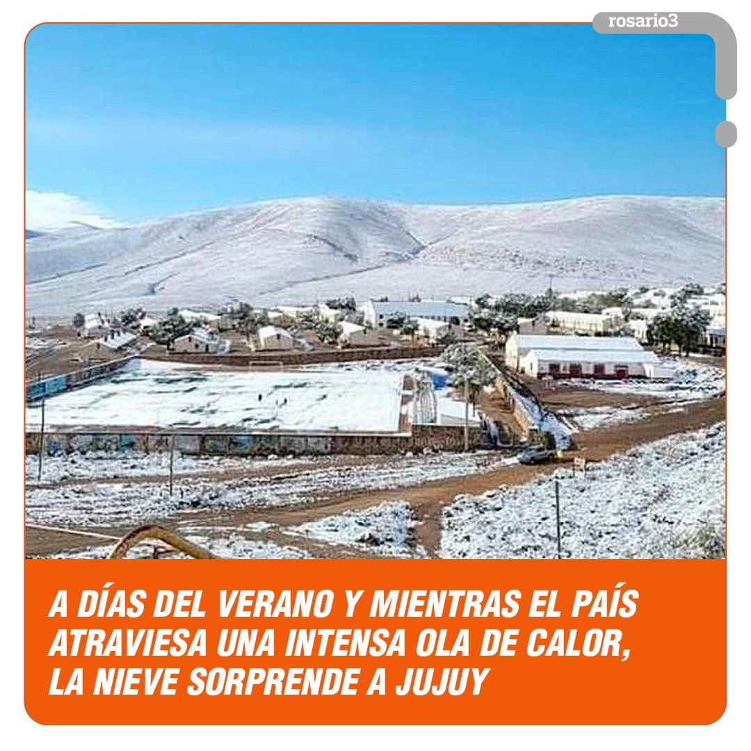 🥵🥶 A 20 días del verano: mientras en Rosario agobia el calor, nieve en Jujuy.

❄ Una baja en las temperaturas por precipitaciones provocó nevadas en distintos puntos del norte del país, y sus habitantes celebraron un "diciembre blanco".

#rosario3