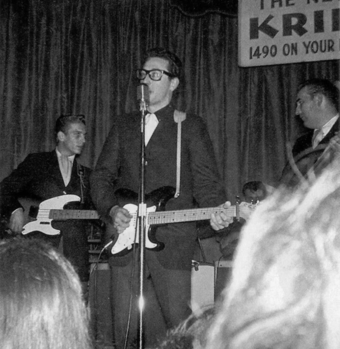The last photo of Buddy Holly. Feb. 2, 1959.  Waylon Jennings standing behind Buddy.