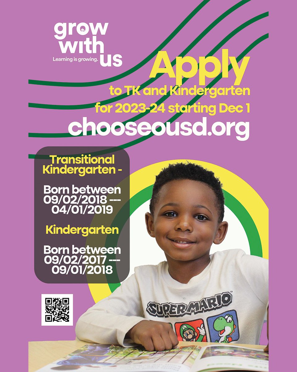 Ready to #GrowWithUs? Apply &amp; Enroll to TK &amp; Kindergarten for the 2023-24 school year at OUSD - visit chooseousd.org to get started TODAY! ✅🙌😄 <a href="/OUSDNews/">ousdnews</a> <a href="/Oakland/">City of Oakland</a> 

#ChooseOUSD #EnrollmentSeason #ApplyNow #EarlyChildhoodDevelopment #earlychildhoodeducation #OurOUSD