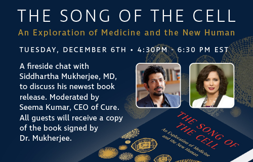 Join @SeemaJJIC, CEO of Cure, as she moderates the upcoming fireside chat with @nytimes bestselling author, @DrSidMukherjee. This event kicks off the launch of his newest book release! In-person guests will receive a signed copy of the book. bit.nyas.org/3H9ZNGH