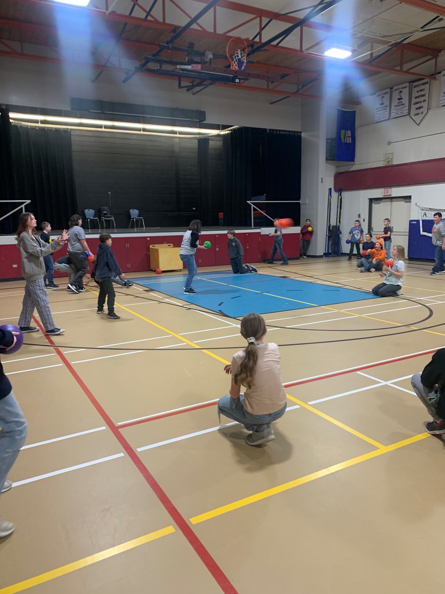 Dodgeball with the 5-8s today. They did not go easy on me 😂