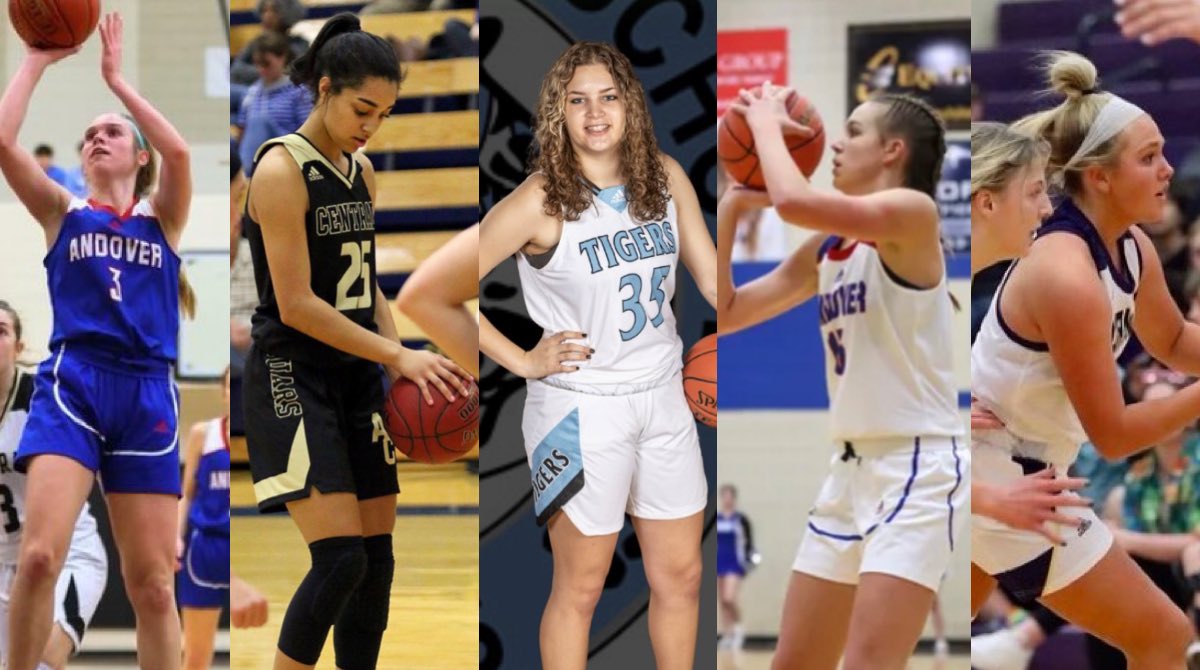 centralks_hoops's tweet photo. These are our Top 5 preseason AVCTL II girls players to watch, from left to right.

Brooke Walker, junior, Andover
Maddie Amekporfor, senior, Andover Central
Carly Dameron, junior, Eisenhower
Alana Shetlar, junior, Andover
Ali Coash, senior, Valley Center https://t.co/7Vi9MqJHFN