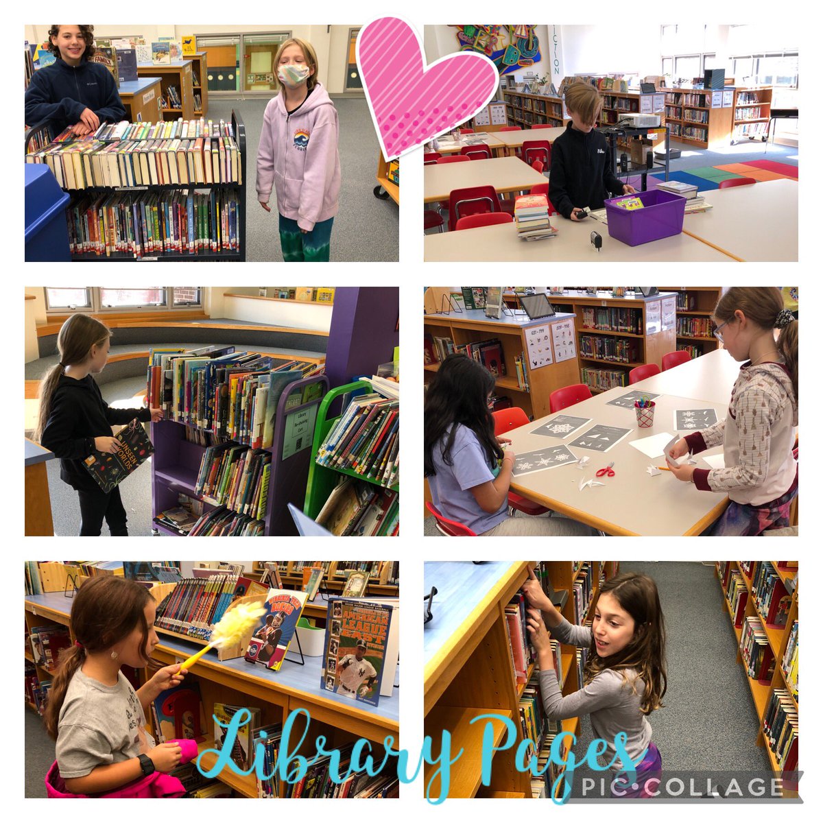Library Pages started this week! We are thrilled to have these awesome 5th graders helping to make the library amazing. Overheard: ‘this is so much fun!’ 😊❤️ <a target='_blank' href='http://twitter.com/GlebeAPS'>@GlebeAPS</a> <a target='_blank' href='http://twitter.com/APSLibrarians'>@APSLibrarians</a> <a target='_blank' href='https://t.co/iszmHJRxee'>https://t.co/iszmHJRxee</a>