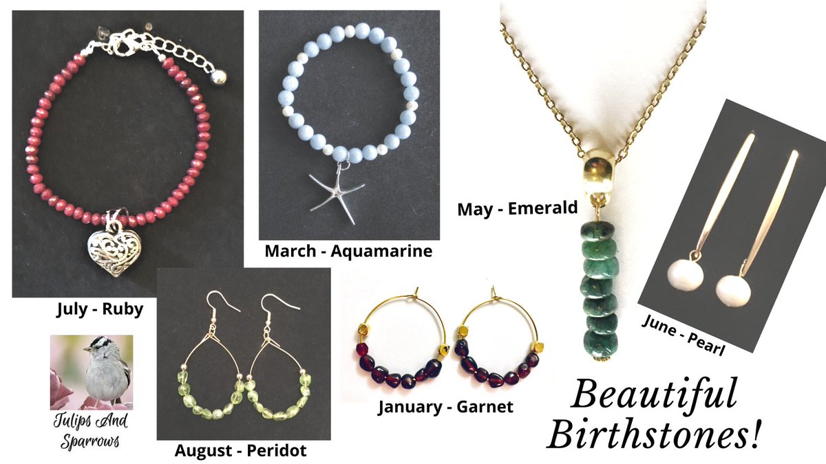 #birthstonejewelry #rubyjewelry #peridotearrings #emeraldjewelry #pearlearrings #heartbracelet #garnetearrings #januarybirthstone #aquamarinejewelry #marchbirthstone #emeraldnecklace