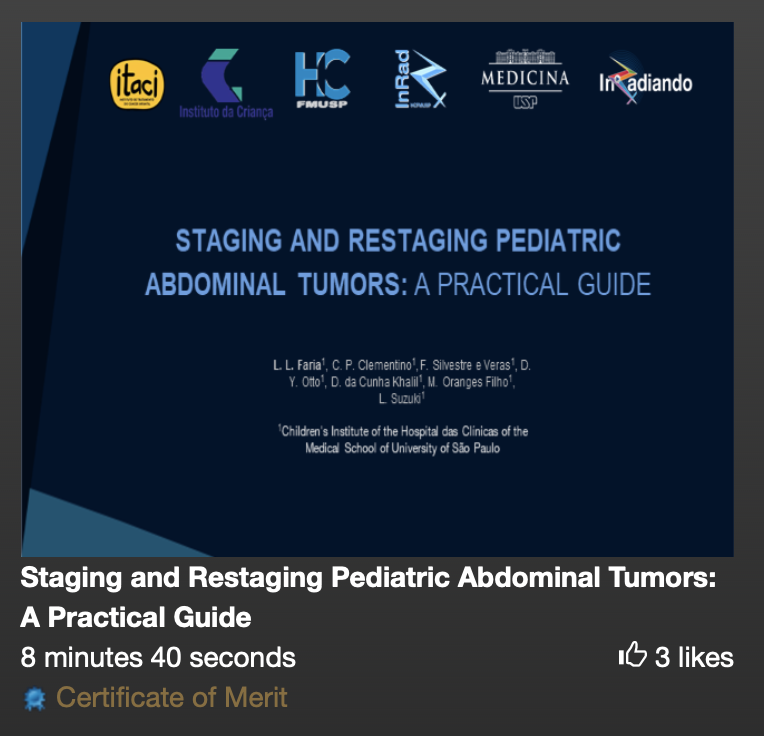 FariaLuisaL's tweet photo. Deeply honored to have received a Certificate of Merit award for our educational exhibit on pediatric abdominal imaging at #RSNA22! #RadPed https://t.co/cMiHaGaVJP