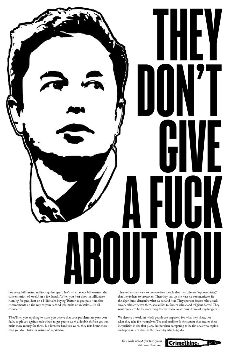 “Musk didn’t set $44 billion on fire because he thought he was going to make money on one of the world’s notoriously unprofitable platforms. It was worth it for him … in order to shape public discourse according to his personal interests.” crimethinc.com/2022/12/02/who…