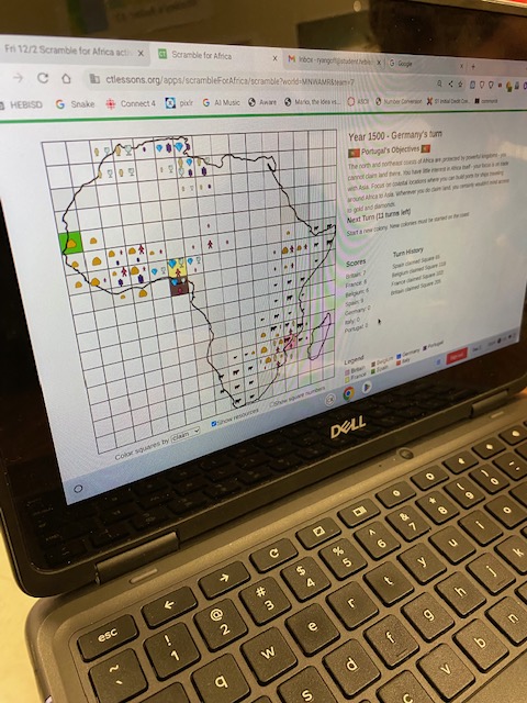 LDB_SocSt's tweet photo. Mrs. Pluenneke's AP World History class engaged in a  Scramble for Africa - learning about the Berlin Conference of 1882 and Imperialism. https://t.co/mbTCPAPB1e