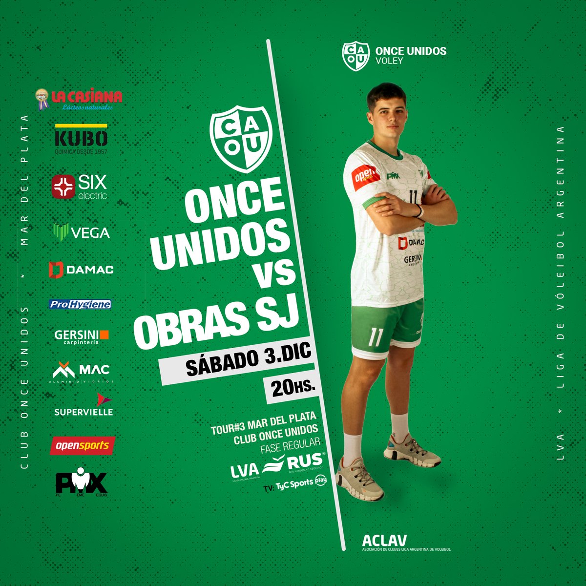 #LVARUS Tour#3 Mar del Plata
Fase Regular
Liga de Vóleibol Argentina
Temporada 22/23💪💚🇳🇬
.
Día👇
SÁBADO 3.DIC
Horario👇
🇳🇬 20:00hs
Lugar de juego👇
Club Once Unidos
ONCE UNIDOS VS OBRAS DE SAN JUAN