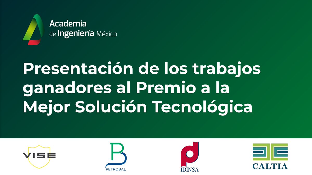 MXAcademia's tweet photo. ¡Ya estamos en vivo!

Acompáñanos en: "Presentación de los trabajos ganadores al Premio Otorgado por la Academia de Ingeniería de México"
https://t.co/aNUTKWNQ0G
https://t.co/iVVt0fzYOB https://t.co/WeogOSYi9k