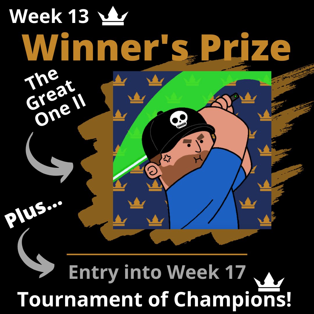 Degensportsio's tweet photo. 👑 WEEK 13 TRAIT PAIRINGS 👑

Every week, a #HODLer wins a free PFP Pro -- This week it's this beautiful 'Great One II' swinging a Green Saber 🍀 
+ EOY Tournament Entry

#NFL 𝙓 #NFTs 🟰 #Web3 #FantasyFootball https://t.co/DrGVtInVWA