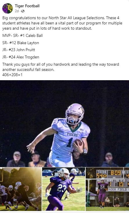 CalebBall406's tweet photo. Excited to be named MVP of our league. It was a tough ending to the season, but I'm so grateful to my coaches, teammates, and the towns of Mullan &amp; St. Regis for their support. I couldn't have asked for a better hs football experience! @MullanStRegisT1 @Idaho_8_Man https://t.co/DEdEzVggdI