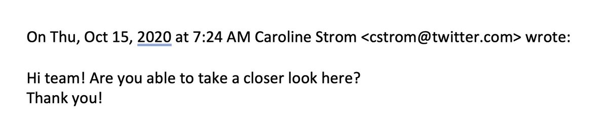 A11yImage's tweet photo. @oedipusnj @mtaibbi I embedded a description: "From text recognition: On Thu, Oct 15, 2020 at 7:24 AM Caroline Strom <cstrom@twitter.com> wrote: Hi team! Are you able to take a closer look here? Thank ..."
Full text at https://t.co/cNYI6wX4bQ
What are image descriptions? https://t.co/KFjTgFgpMa https://t.co/zeEqZbpHRT