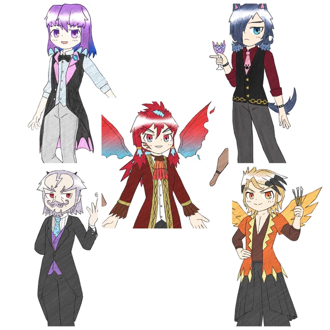 うちの野郎共紹介するぜ!美少女顔男子!バーテンダー!若返ったパパ!タコイカ爺!チャラ男彫刻家! 