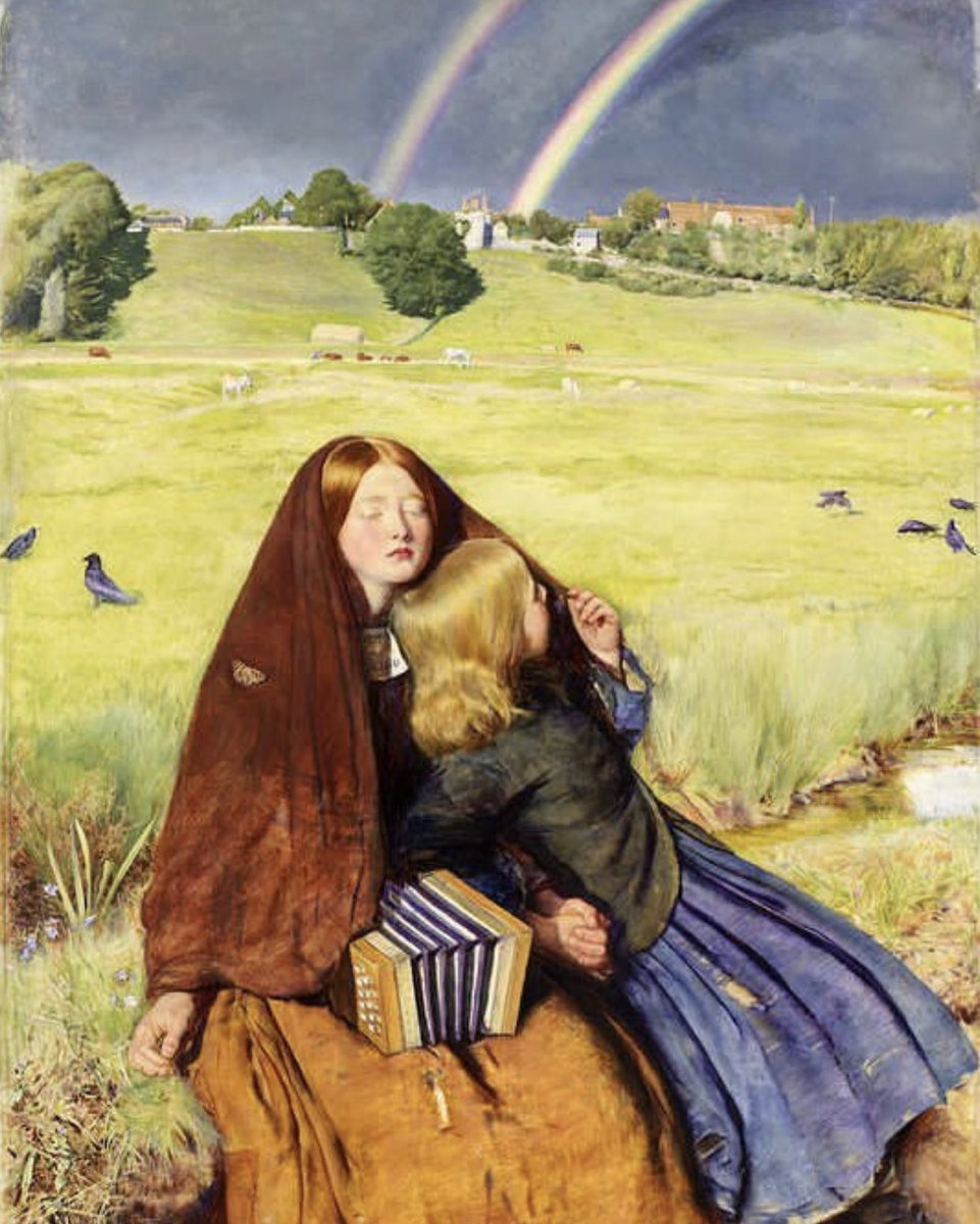 PreRaphSoc's tweet photo. Thank you to everyone that sent in your favourite Pre-Raphaelite artwork. For #PRBDay 2022, the painting that was sent in the most number of times is this beautiful artwork ‘The Blind Girl’ by John Everett Millais, 1854-56, @BM_AG. 1/3 https://t.co/8i0uoAfLCl