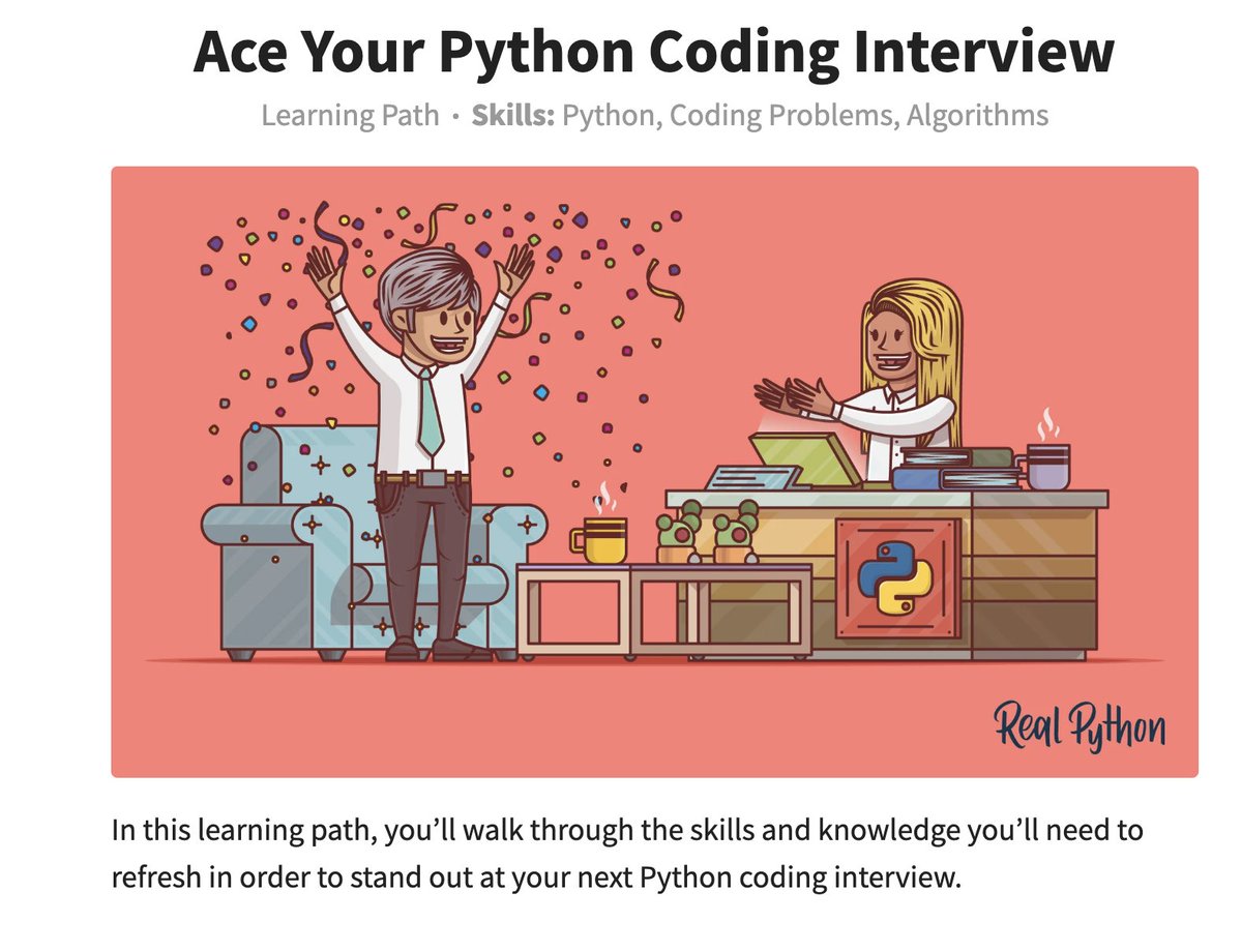 python_spaces's tweet image. Ace your Python coding Interview with the help of this learning path by @realpython