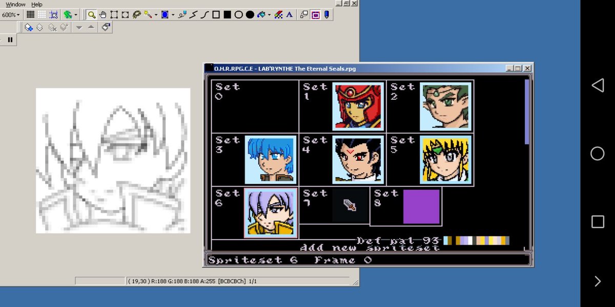 Made the 6th out of seven charas.
Thanks to Saturday vibe I did it.

#ohrrpgce #Labrynthé #RPG #fantasy #videogames #videogame #Retro #gamedev #gamedevs #IndieGameDev #indie #pixelart #Pixel7    #gamecharacters #wipart
