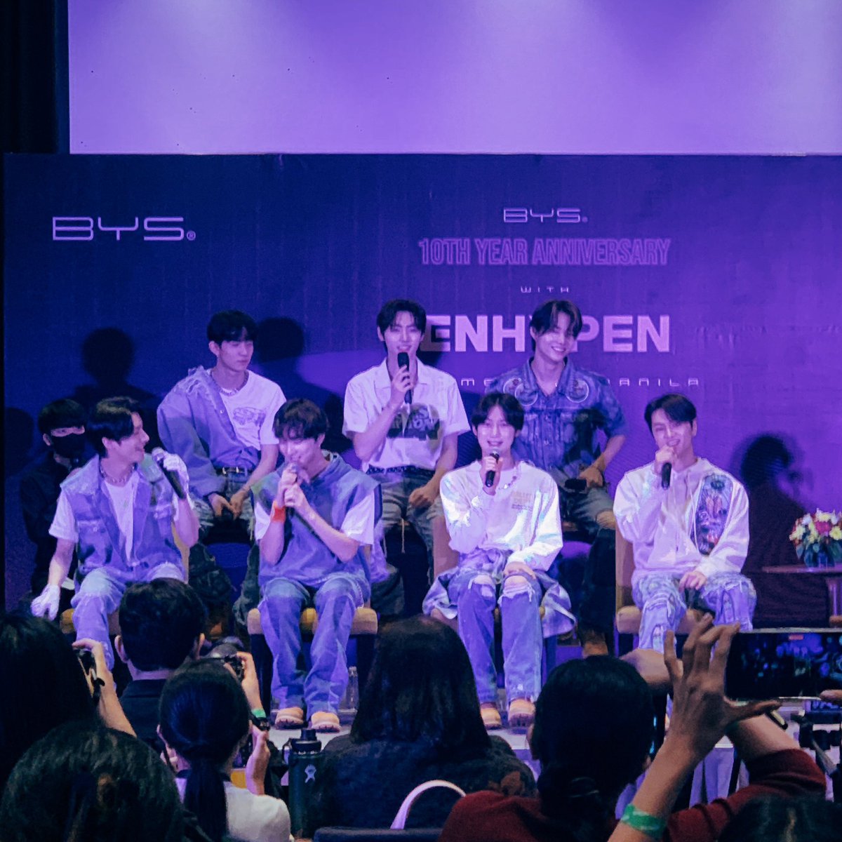 manilaconcerts's tweet photo. #ENHYPENinMANILA kicks off with the boys doing some press time. Catch them tonight at the fan meet presented by @byscosmetics_ph and @WilbrosLive. https://t.co/EP17PcJTzn
