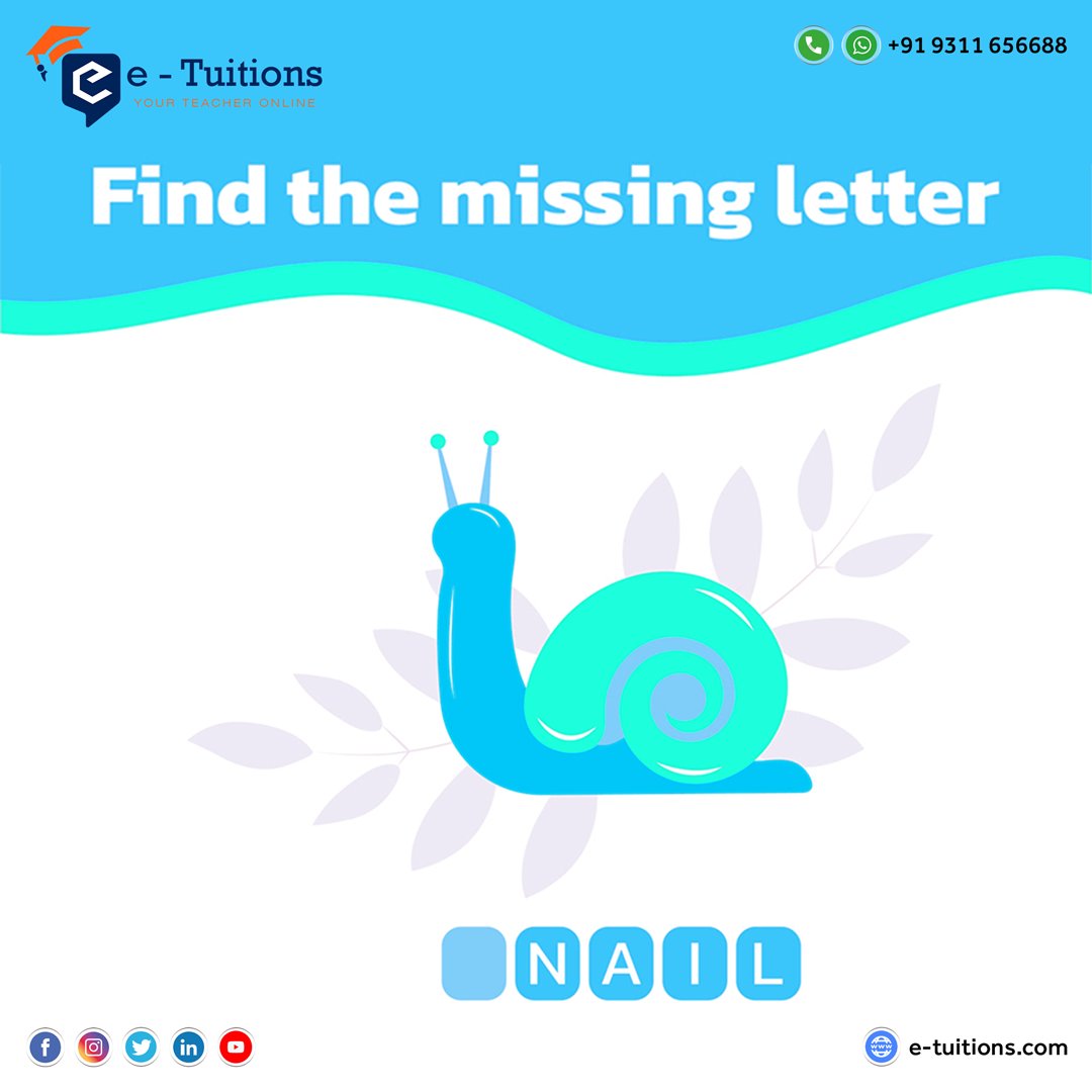 e_etuitions's tweet photo. Identify 😎 the missing letter.
#missingletter #missingletters #word #VocabularyChallenge #vocab #vocabularywords #etuitions #SaturdayVibes https://t.co/mUKhwt7Aa3