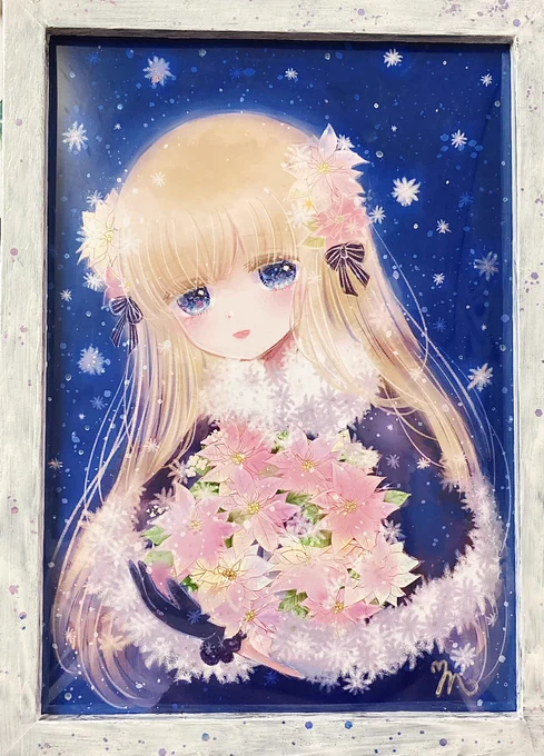 ご報告が遅くなりましたが、昨日から開催のガレリアオーソレミオ様( )主催のジョワイユノエル展にポインセチアと女の子の作品一点で参加しております通販も以下のURLにて対応していただいております(='∀`)よろしくお願い致しますイラスト 