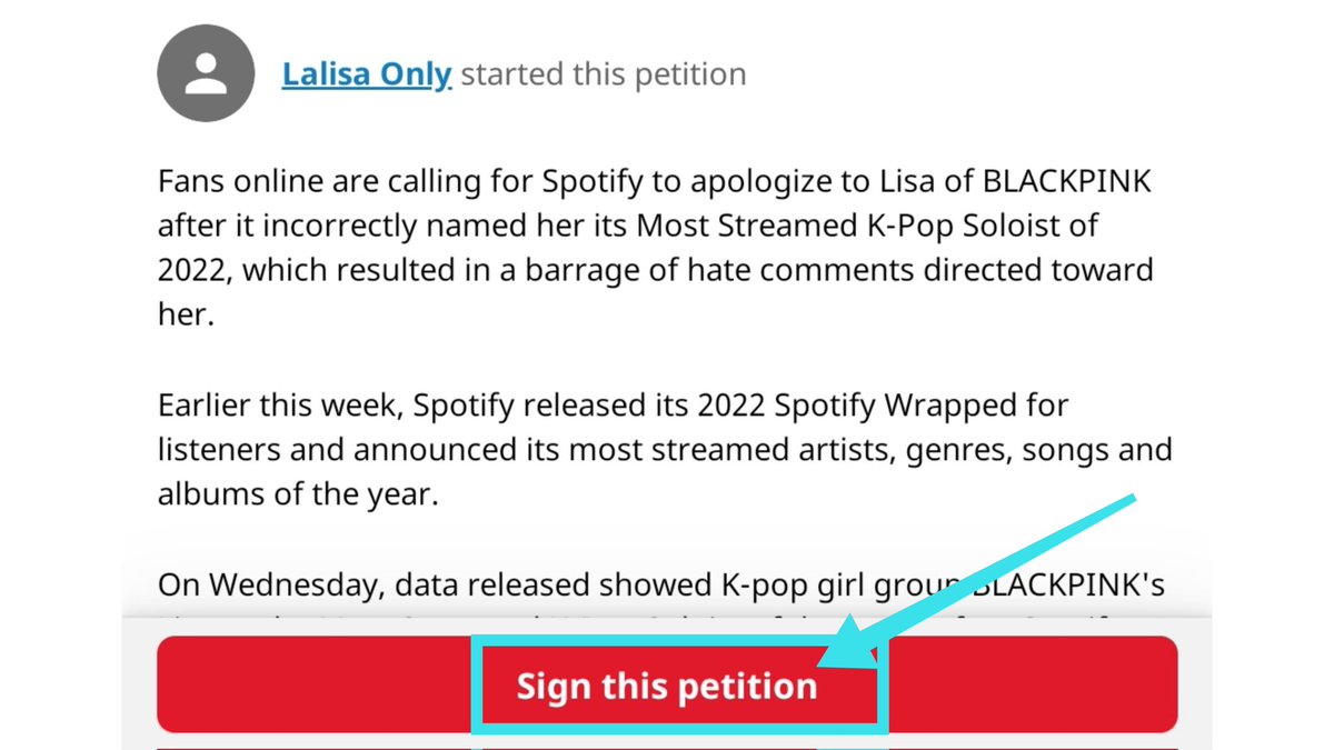 LSMTRENDS's tweet photo. 📣 Please RETWEET &amp; SIGN this petition. If we let this pass, the targeted harassment against women will happen more &amp; more until 1 day it becomes normalized cuz @Spotify already show their support &amp; encouragement for such behavior. 😤

APOLOGIZE TO LISA
🔗 https://t.co/y7mfMERJBb https://t.co/ECICSqJ6ns