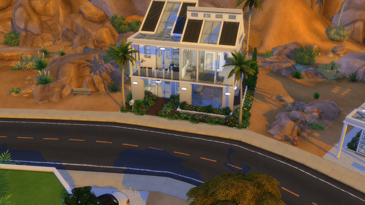 Mokastorm8's tweet photo. I love building modern homes and especially in "Oasis Springs" here is a brand new one: "Basegame - Modern Oasis" @TheSims #ShowUsYourBuilds @SimsCreatorsCom #SimCreatorsCommunity #TheSims4 https://t.co/r1NgZ4AuH3