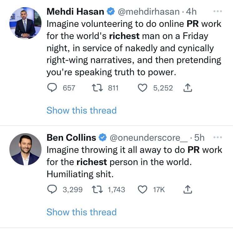 DavidDecosimo's tweet image. OK, everyone, all at once: “PR work for the world’s richest man!”