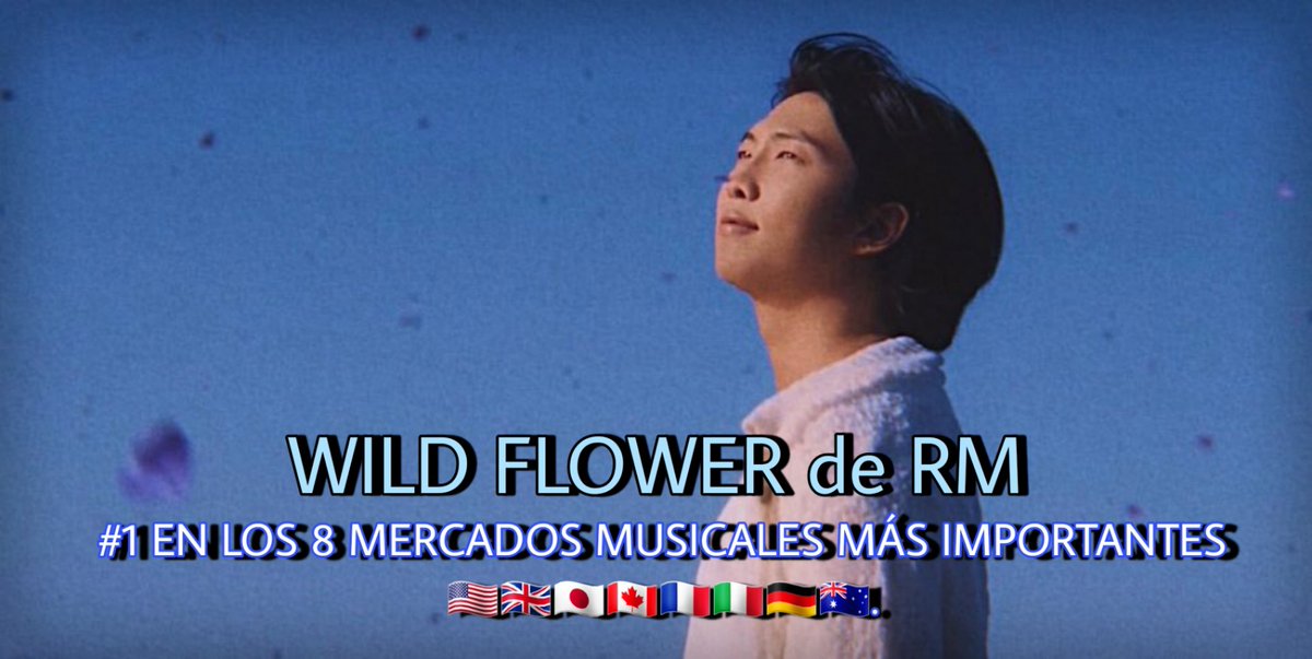 btsargento's tweet photo. — "Wild Flower" de #RM alcanzó el #1 en iTunes de los ocho mercados musicales más importantes del mundo: Estados Unidos 🇺🇸, Reino Unido 🇬🇧, Japón 🇯🇵, Canadá 🇨🇦, Francia 🇨🇵, Italia 🇮🇹, Alemania 🇩🇪 y Australia 🇦🇺.

CONGRATULATIONS RM 🥳
#WildFlowerbyRM @BTS_twt https://t.co/zkqL5ZF0cR