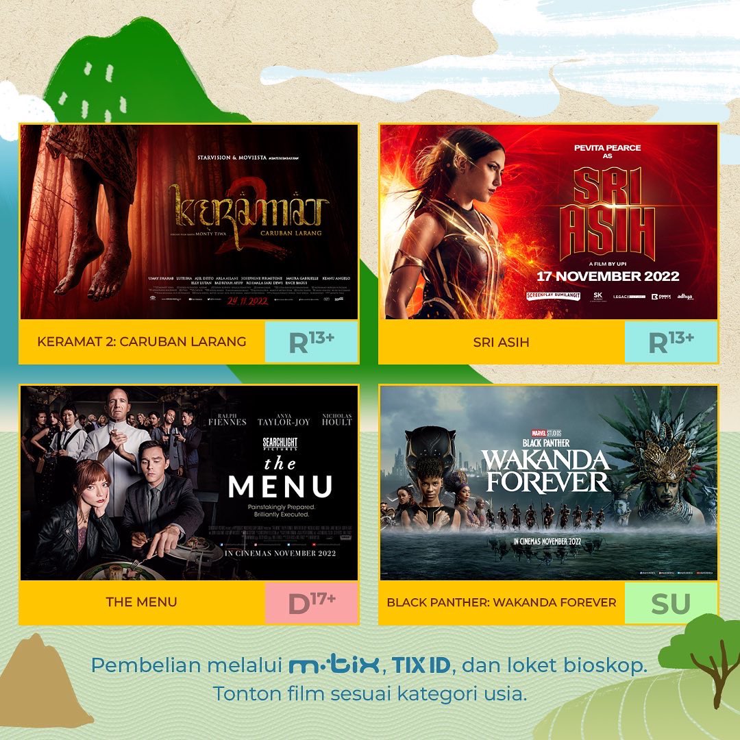 cinema21's tweet photo. Memasuki akhir pekan dengan banyak film ASIK untuk nemenin hari-harinya Sobat XXI!

Nyari film horor sampai action? Semua ada! 💯

Nih, cek list film yang bisa Sobat XXI tonton bareng kesayangannya terus kasih tau yang mau diajak nonton lewat kolom komentar 👌

#DestinasiDesember https://t.co/IY1rV4XpPZ