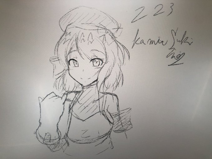 お店の液タブにニーミちゃんの落書きしてきた 