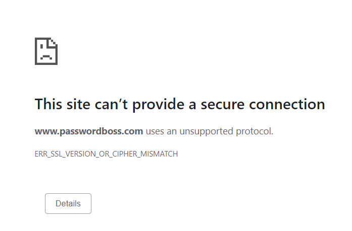 CyrusII's tweet photo. @CyberFoxLLC we've got @PasswordBoss site issues😯 https://t.co/E79pPIZ66X