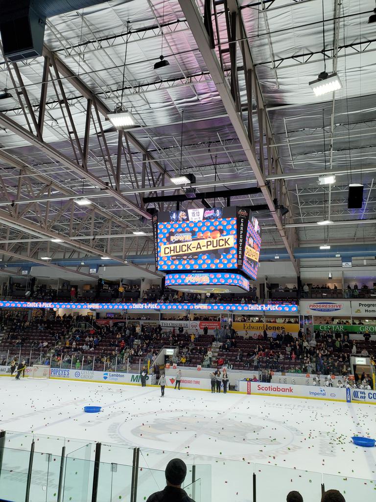 Friday night Sting game and Bluewater Power chuck a puck