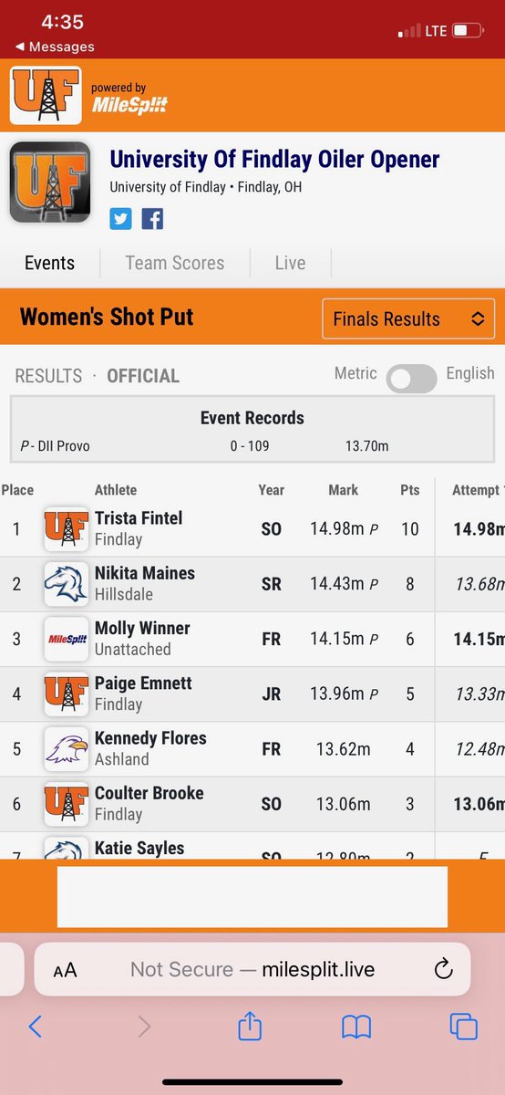 Look at our girl go, opens her college career with a 3 foot PR! Way to go <a href="/mollywinner1/">mollywinner</a> 🥲🥳