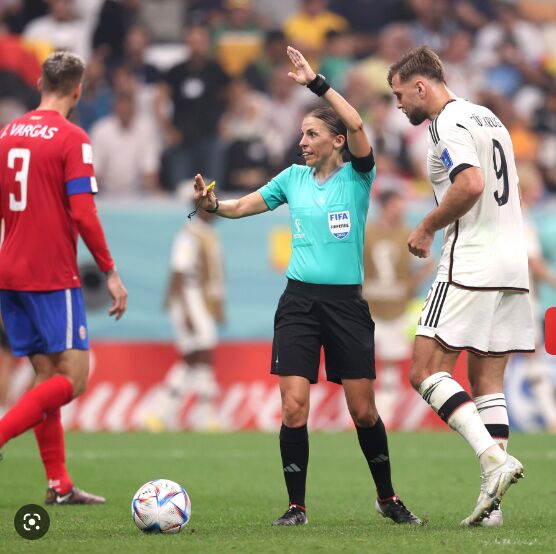 OurOfficeInc's tweet photo. Another first to celebrate, France's Stephanie Frappart made history yesterday as the first woman to referee a men's World Cup finals game. She was assisted by two other women, Neuza Back from Brazil and Mexico's Karen Diaz, marking the first all female referee team. https://t.co/RCdyFc9riu