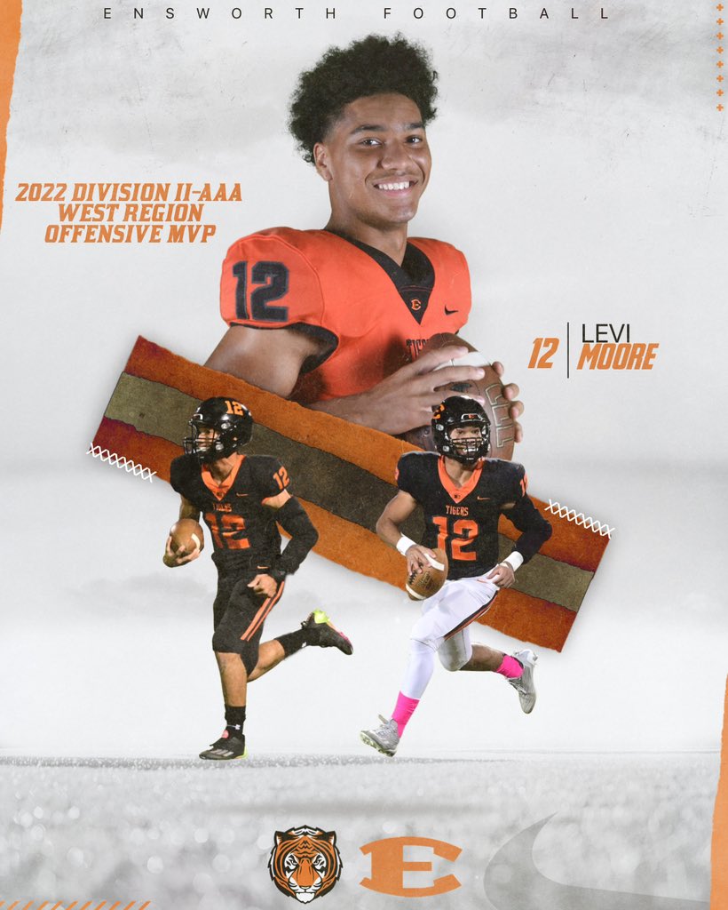 Congratulations to QB Levi Moore for being selected as the D2-AAA West Region Offensive MVP! <a href="/EnsworthTigers/">Ensworth Athletics</a> <a href="/Ensworth/">Ensworth School</a> <a href="/LeviMoore23/">Levi Moore</a>