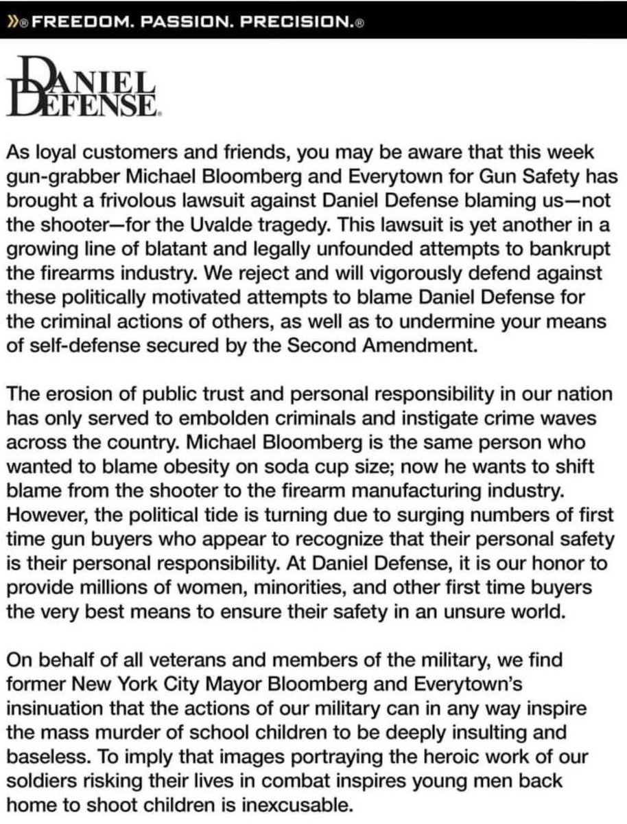 AdventureOutdGA's tweet photo. Like Share Comment and support Daniel Defense as they fight to protect their business and our 2nd Amendment. The anti gun politicians are out to disarm. Do not be fooled.#Danieldefense #Bloomberg #lawsuit #adventureoutdoors https://t.co/oplQRqTc1u